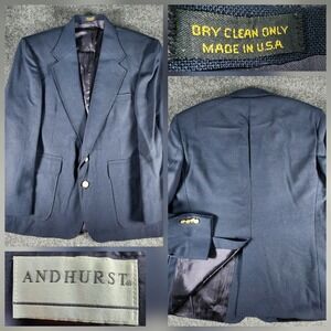 VTG Andhurst Blazer Men's 42S Sport Coat Navy Gold Button Made USA Classic
